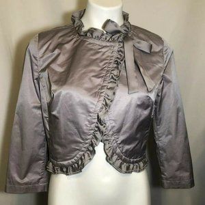 ELLE Polished Cotton Tie Close Lined Jacket Sz XS